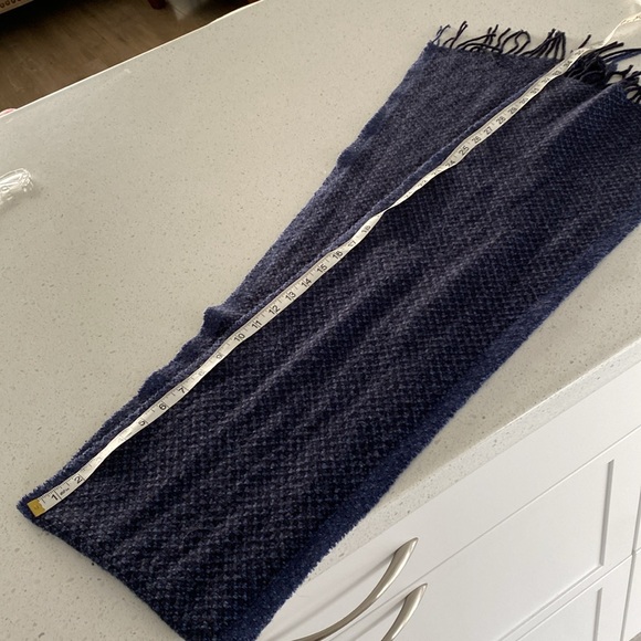 JOS A BANK wool cashmere scarf black blue fringe - Picture 5 of 5